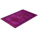 Overdyed Hand-Knotted Wool Modern-Contemporary Purple Area Rug 6' 1" x 9' 2"