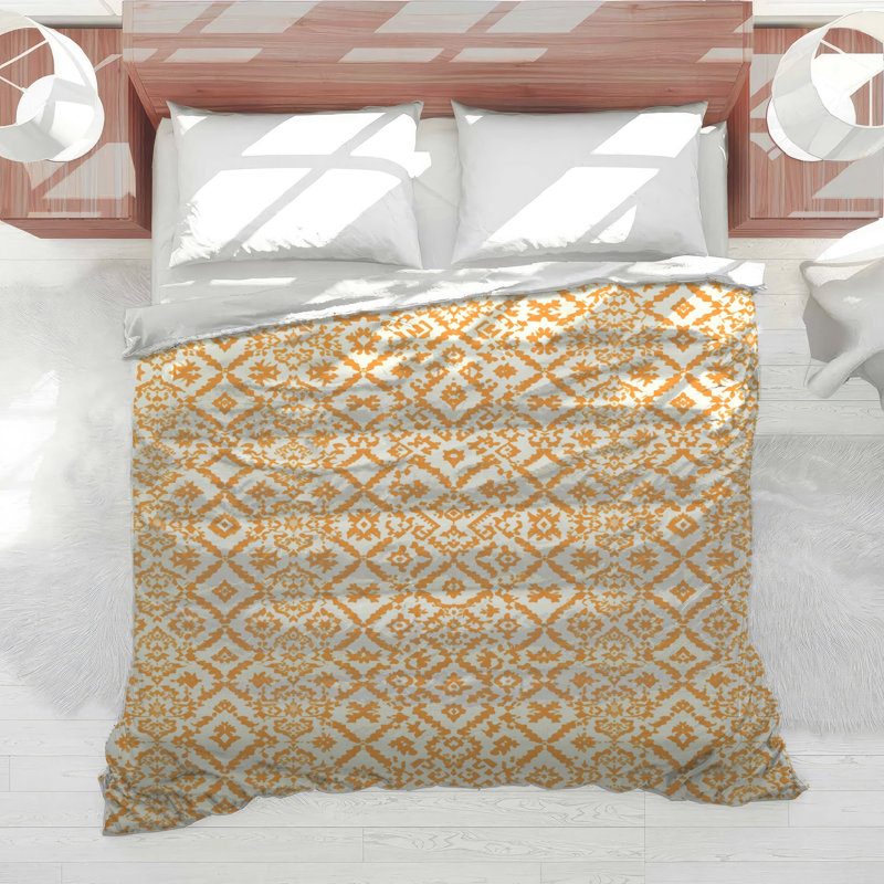 Édredon orange à motif ikat, Twin