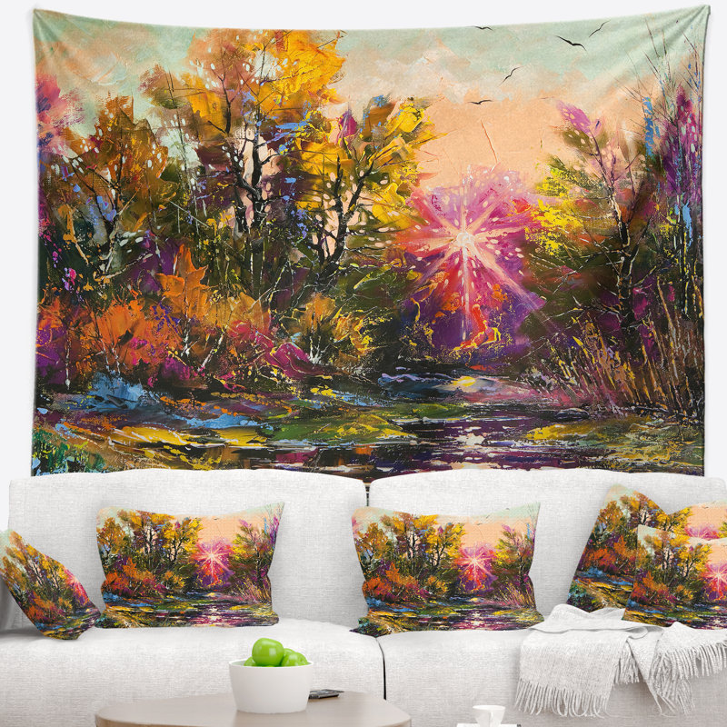 Adieu du paysage à la tapisserie d'automne, H 32 po x l 39 po