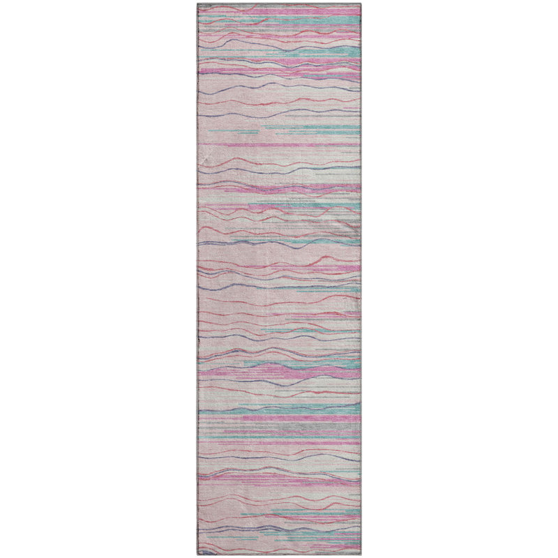 Tapis à rayures Lyndhurst AMF996 lavable à la machine de qualité supérieure, Tapis de couloir 2 pi 3 po x 7 pi 6 po