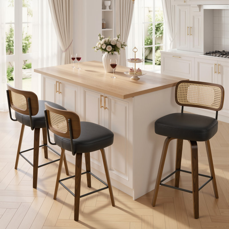 Tabouret de bar et de comptoir pivotant Adianey, Brun, Noir, Tabouret de comptoir (siège d'une hauteur de 26 p