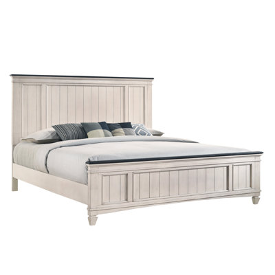 Sawyer Antique White/Brown King Panel Bed