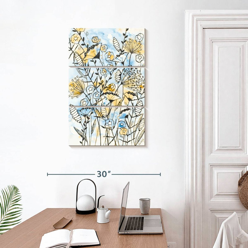 Harnek jaune et bleu I, H 32 po x l 20 po