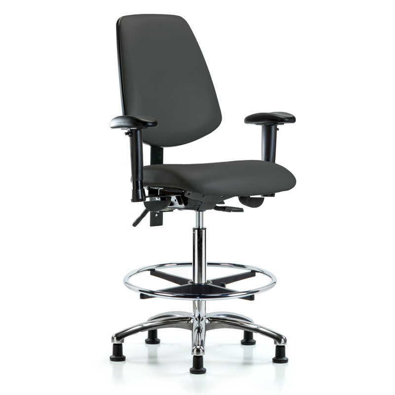 Alberts Vinyl Drafting Chair, Charcoal, Glides, Not Included