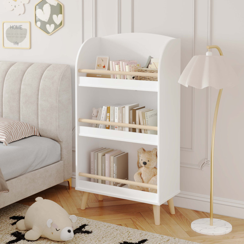 Bibliothèque pour enfants, bibliothèque à 3 niveaux, organisateur de livres, armoire de rangement pour jouets, blanc