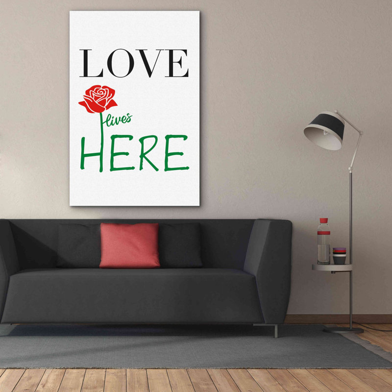 «Love Lives Here» par Cesare Bellassai, art mural sur toile, H 60 po x l 40 po x P 1,5 po