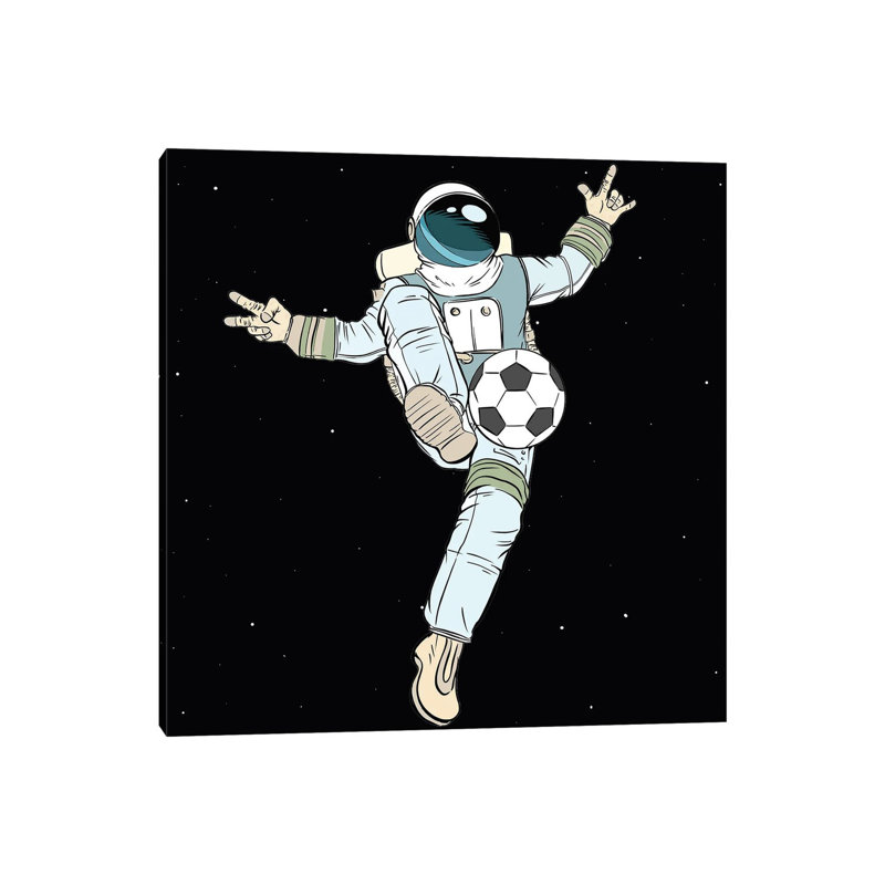 Astronaut And Football by Art Mirano - Wrapped Canvas Print, 30.48 cm H x 30.48 cm W