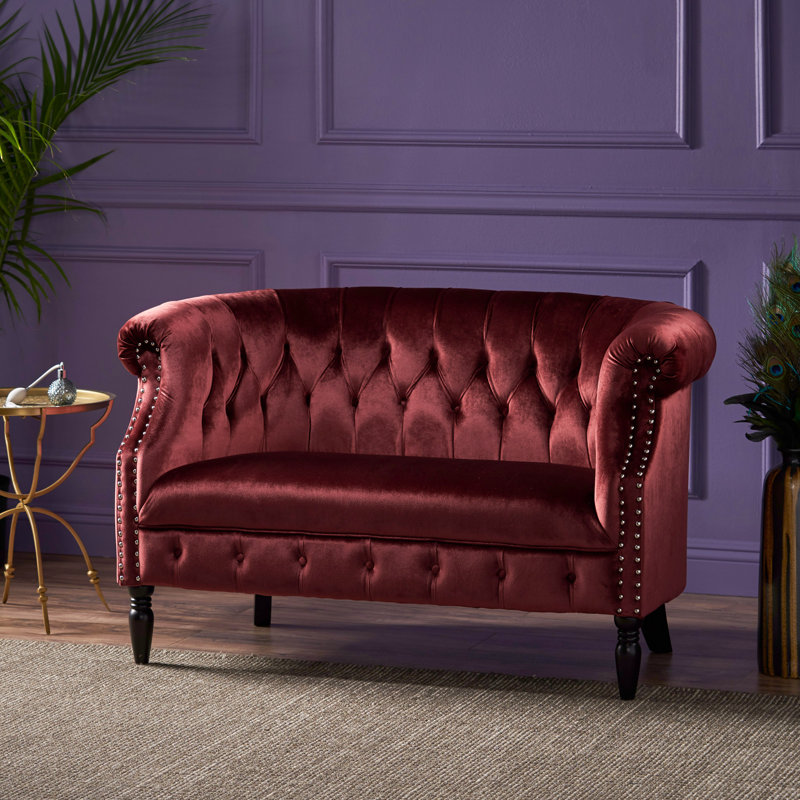 Charlotte 51.5'' Velvet Loveseat, Garnet Velvet