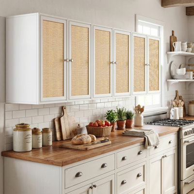 Armoire murale 24 po en rotin, armoire de cuisine avec tablettes réglables