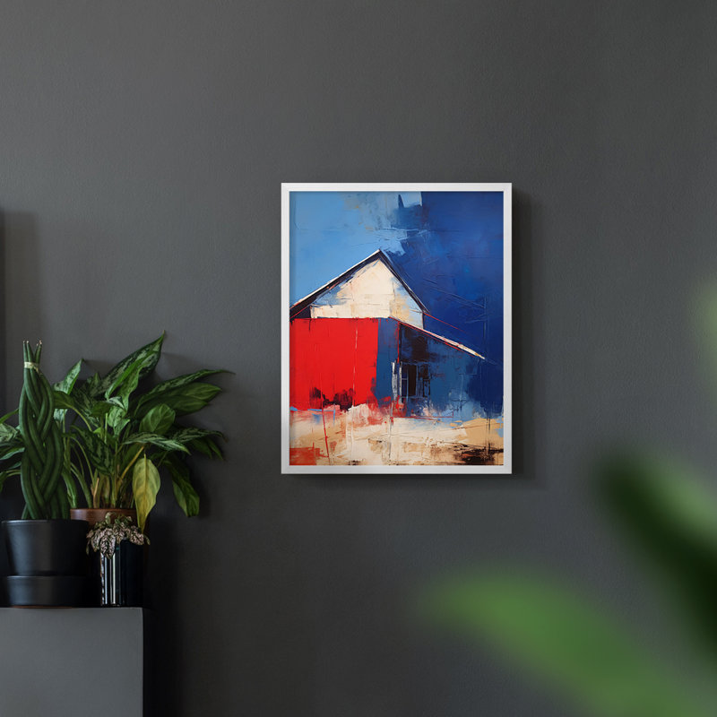Paysages série CXII - reproduction encadrée de qualité supérieure - prête à être accrochée - aucun clou requis, Blanc / Blanc