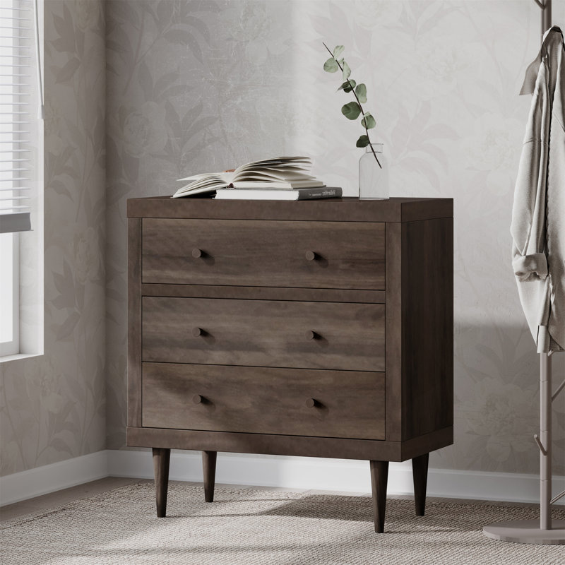 Lovelee 31.15'' W 3 - Drawer Dresser, Walnut
