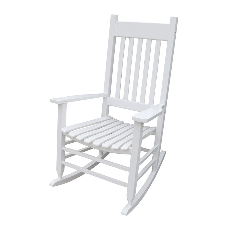 Chaise berçante en bois blanc, Blanc