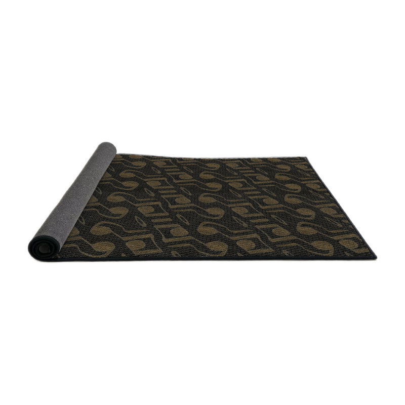 Tapis noir/brun à motifs, Rond 7 pi