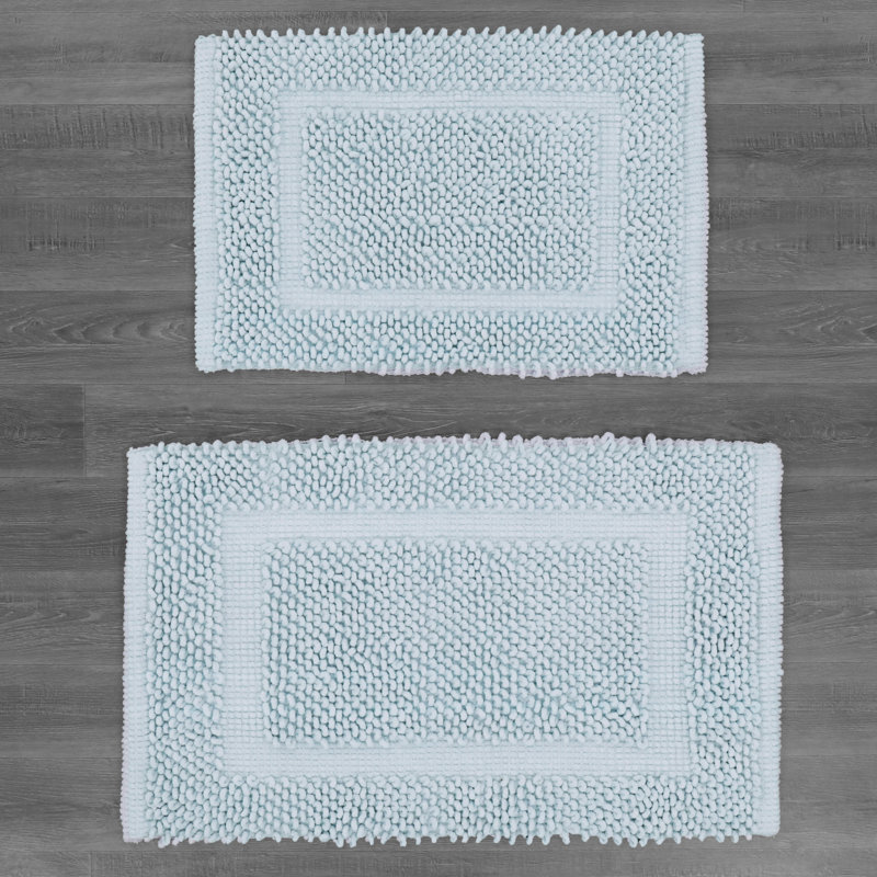 Payten Classic Cotton Bath Mat, Pale Blue, Set of 2 - 17" W x 24"L / 20"W x 32"L