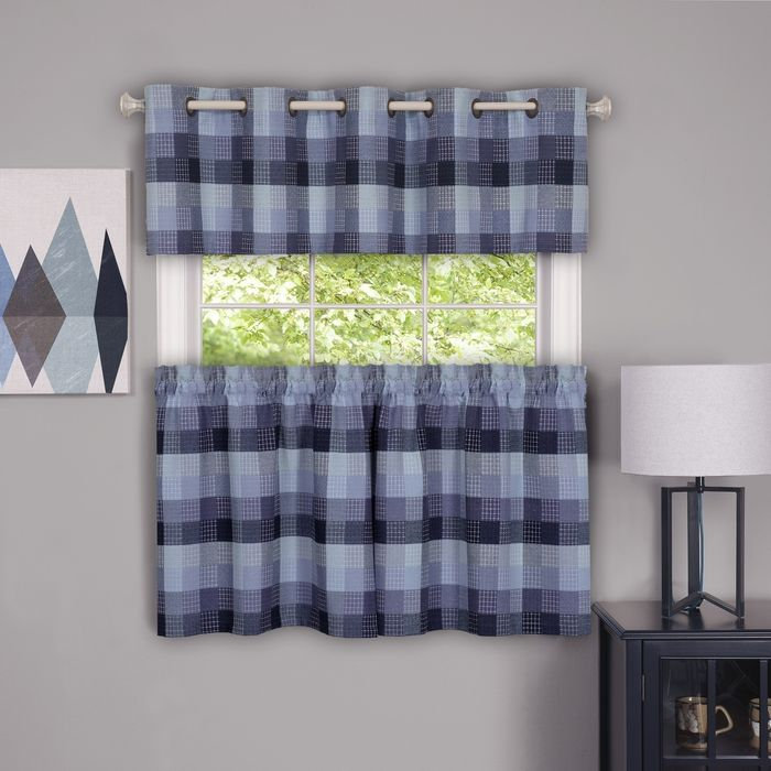 Adoxa Sheer Curtains, Blue, 24" W x 57" L
