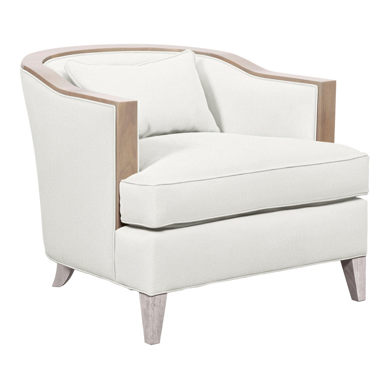 Thom Filicia Home 32.5" Wide Barrel Chair, Dove Gray, Tommy Snow Polyester Blend