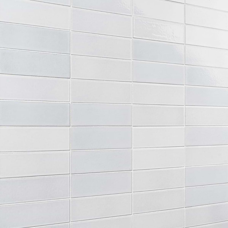 Color One 2x8 Glossy Lava Stone Tile, Milk White
