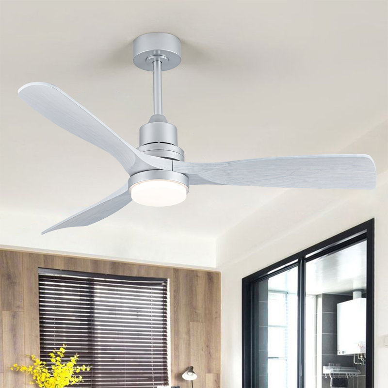 Ventilateur de plafond à DEL à 3 températures Lahrizi, Bois beige, Blanc