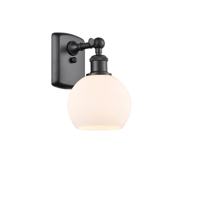 Applique murale 1 lumière 6 po Shauna, Blanc mat, Incandescente, Noir mat