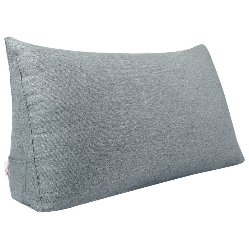 Linen-look Textured Triangular Headboard Back Support Wedge Reading Pillow for Bed Rest, 20" x 39"
