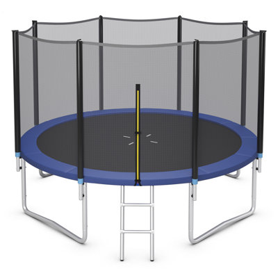 Gymax Round Backyard Trampoline with Safety Enclosure