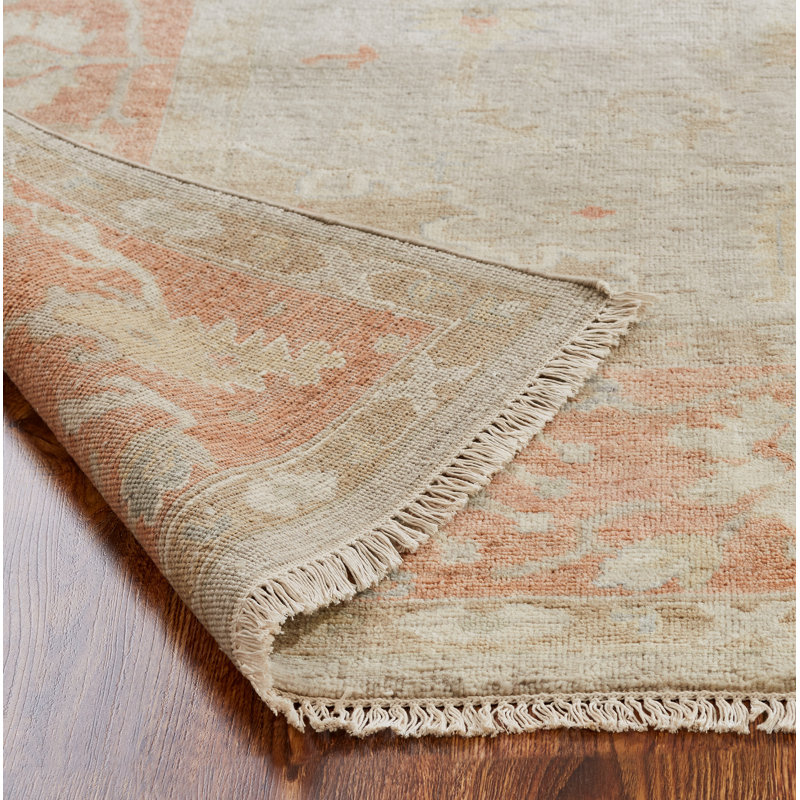 Oriental Hand-Knotted Wool Gray/Beige Area Rug, Rectangle 10' x 14'