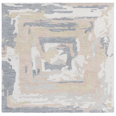 Ebony 924 Hand Tufted Wool/Cotton Abstract Rug in Gray/Ivory