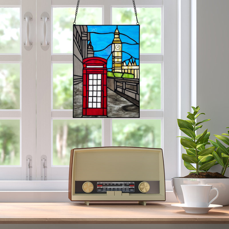 14.5"H London Stained Glass Window Panel