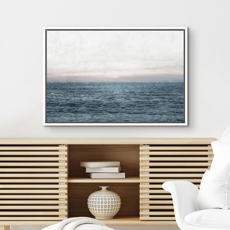 Coastal Beach Pastel Coastal Ocean Sea Vagues, Cadre flottant blanc, H 16 po x l 24 po x P 1,5 po