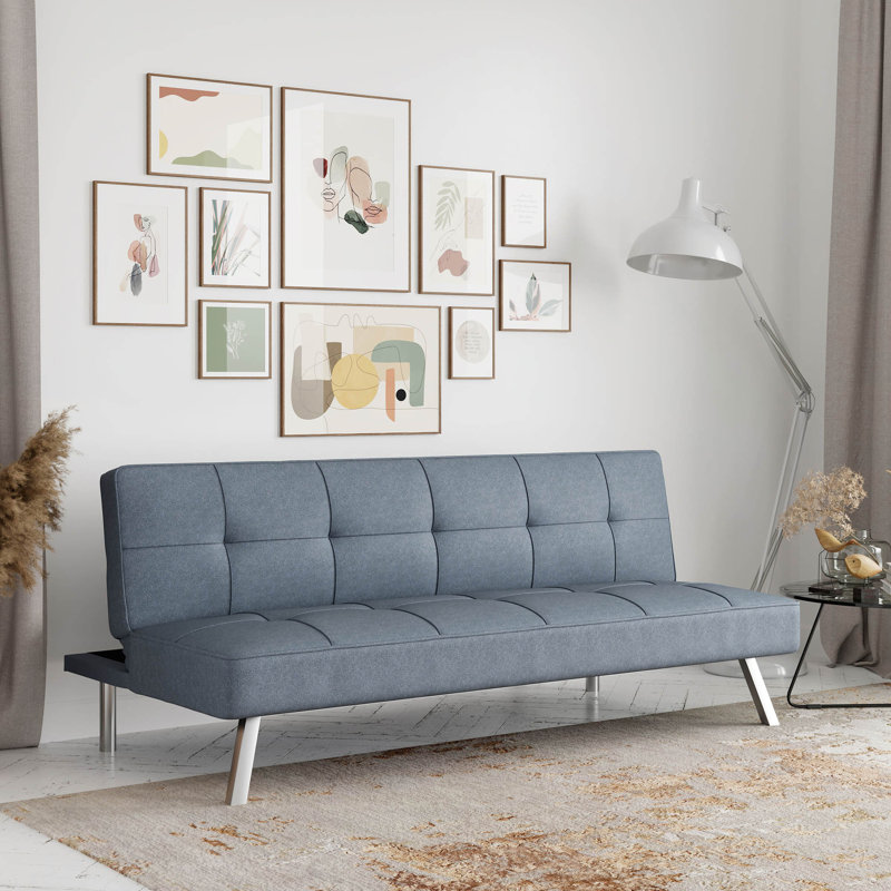 Serta Jameson 66.1" Tufted Convertible Sofa, Woven Polyester Fabric, Light Gray 100% Polyester