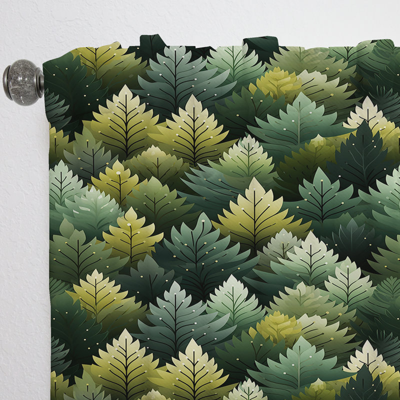 Motif vert forêt - Rideau bohémien - Velours obscurcissant - 1 panneau, L 52 po x L 63 po
