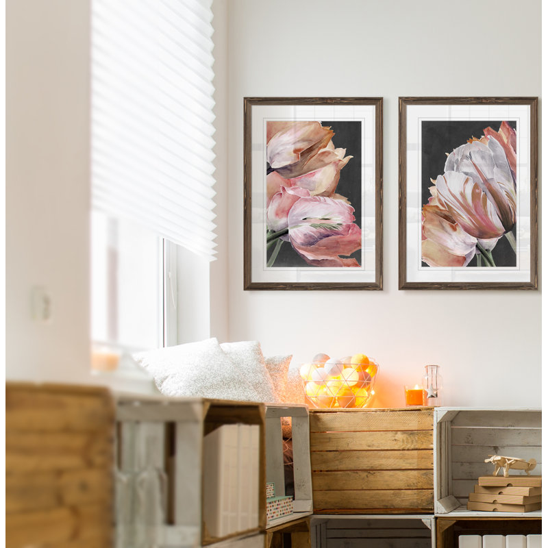 « pastel perroquet tulipes iii » par vincent van gogh, ensemble de 2 reproductions d’art sur cadre photo, Blanc