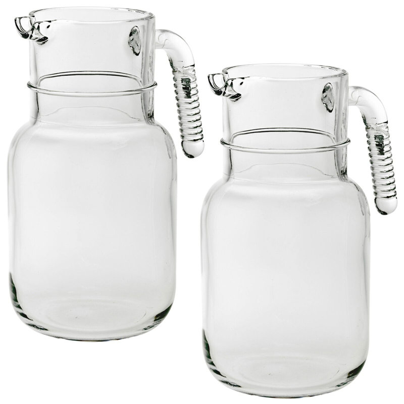 2 X 1.5L Glass Wine Water Juice Carafe Jug Drink Cocktail Decanter Handle