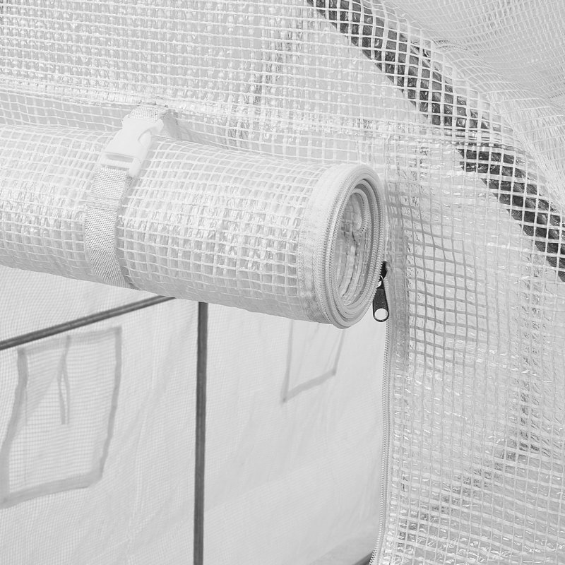 Walk-in Tunnel Greenhouse Galvanized Frame PE Cover, 6.2' H x 6.4' L x 9.6' D, White