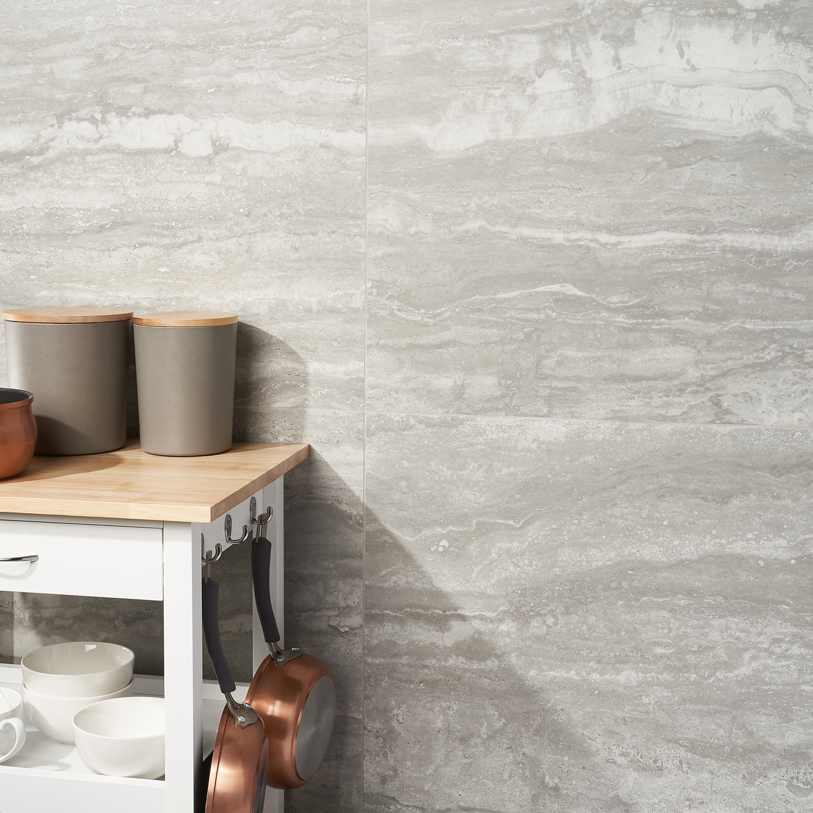 Core Travertine 24" x 48" Porcelain Tile, Gray