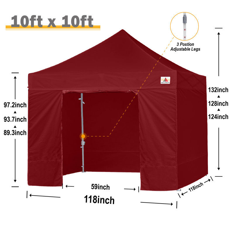Commercial 10 ft. W x 10 ft. D Instant Shade Pop-Up Canopy The Pop Up Canopies, Burgundy, 10ft x 10ft