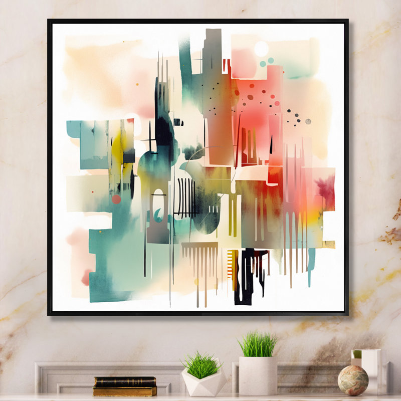«Orange and Blue Artistic Expressions II», reproduction sur toile géométrique moderne, H 24 po x l 24 po x P 1 po
