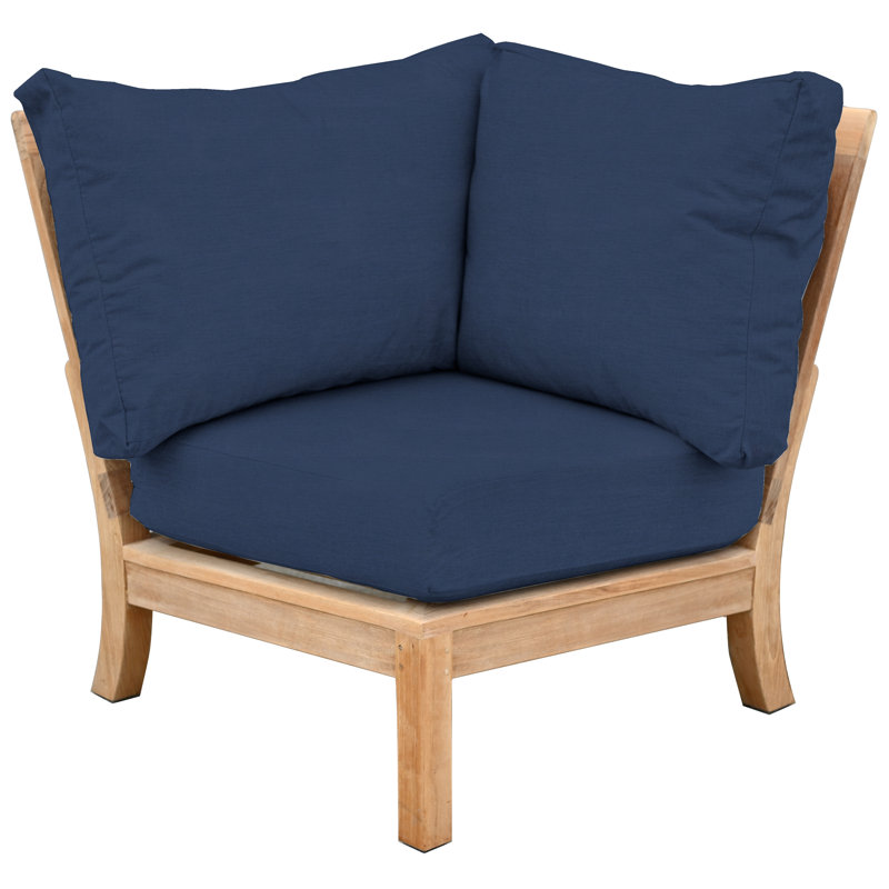 St. Lucia Teak Outdoor Sectional Corner Chair, Navy Sunbrella® Canvas