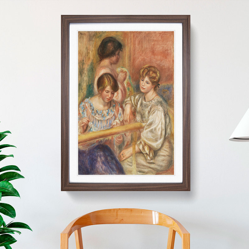 Embroiderers by Pierre-Auguste Renoir - Framed Print, Walnut, 65cm H x 48cm W x 2cm D