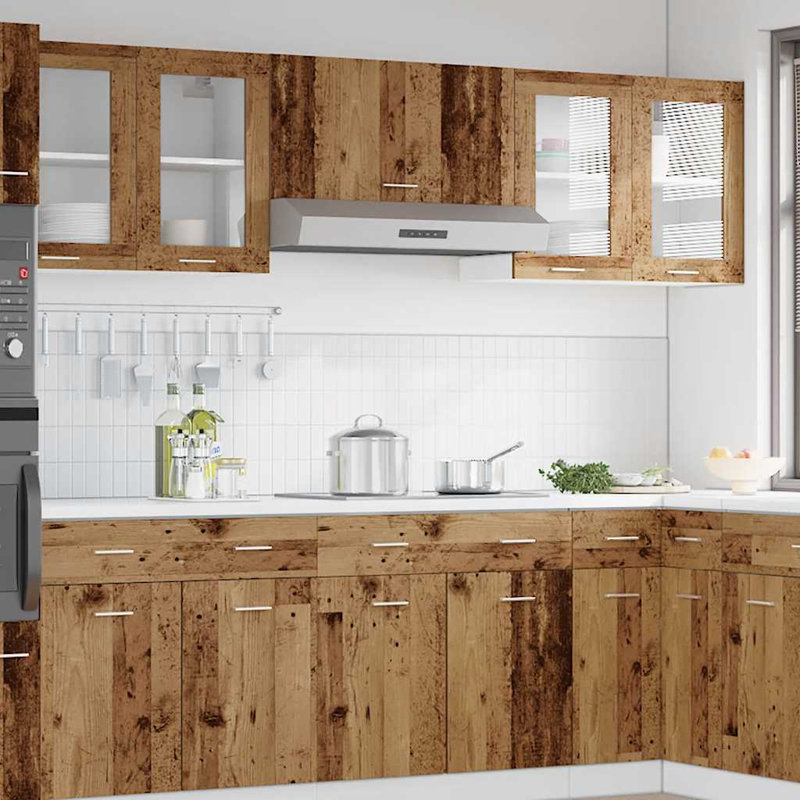 Audrielle Kitchen Wall Cabinet Lyon with Glass Door 60x31x60 cm, Old Wood