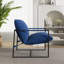 Chaise d'appoint rembourrée avec cadre en métal et mélange de polyester bleu-1824197054