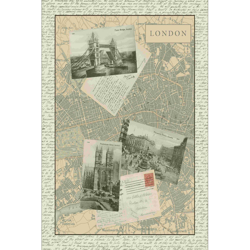 Carte rétro de Londres, H 18 po x l 12 po