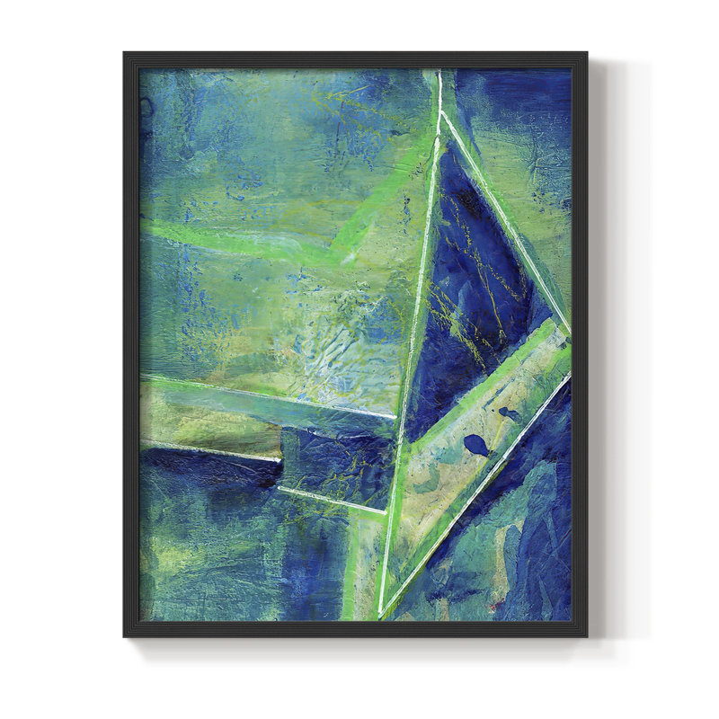 «Geometric in Cool II», reproduction encadrée - bois massif, H 28 po x l 22 po, Noir