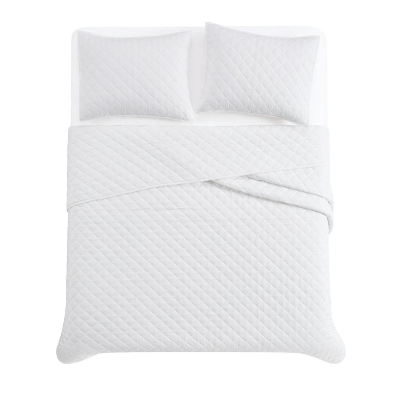 Ensemble de courtepointe 3 pièces Cannon, Blanc, Courtepointe grand + 2 couvre-oreillers standard