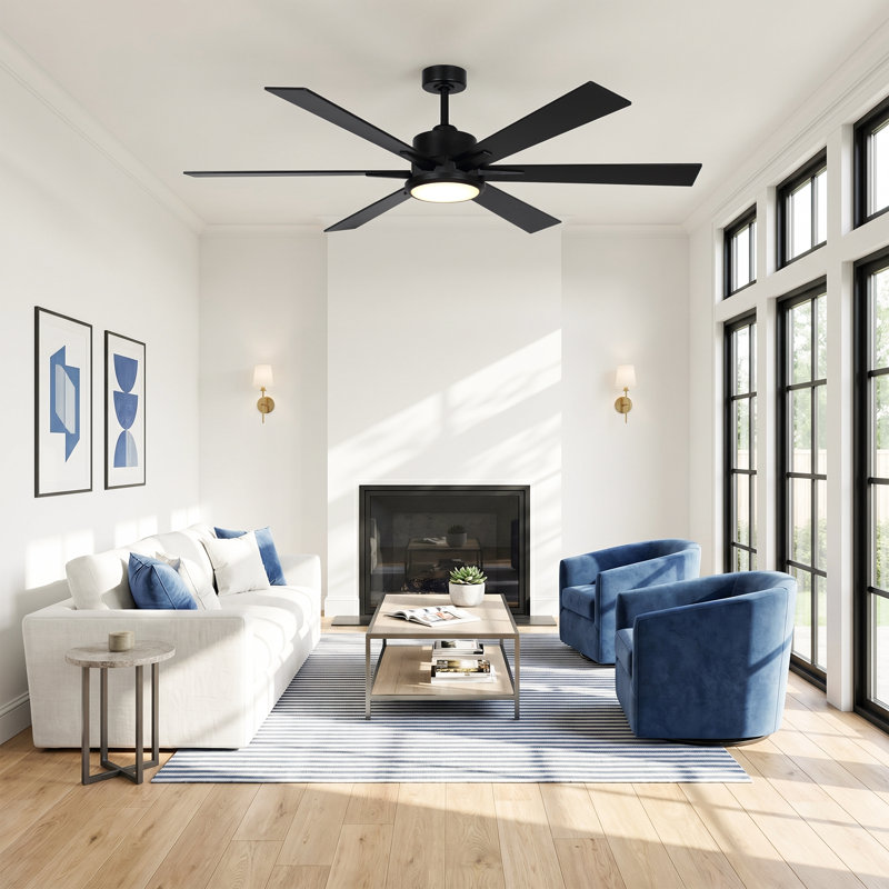  Tija 65'' Modern Glass Shade Windmill LED Ceiling Fan with Light and Remote Control