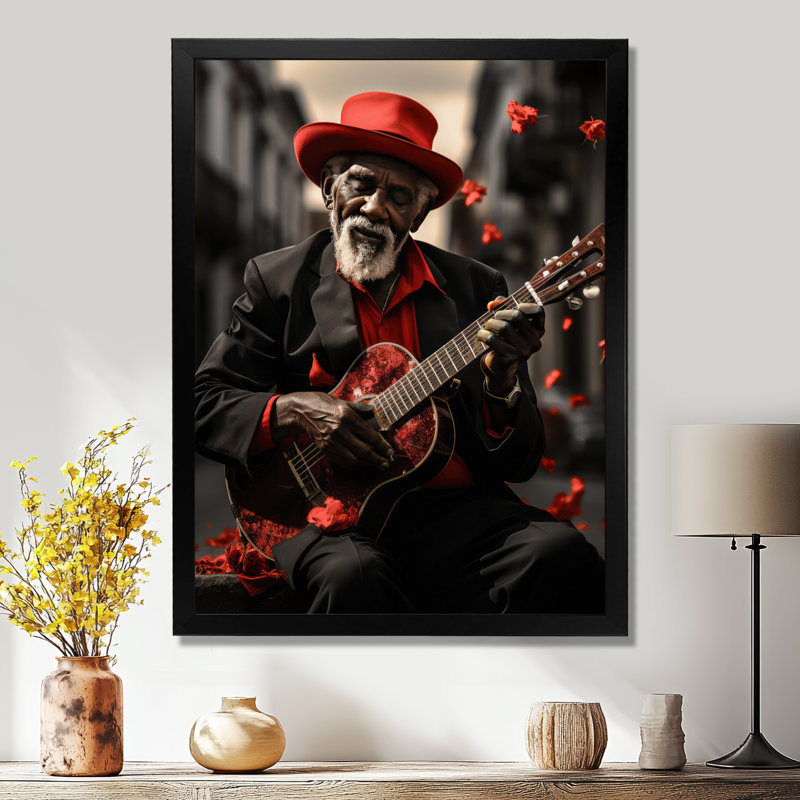 «Kursk Red Cuban Singer II», reproduction sur toile, Cadre simple noir, H 32 po x l 16 po x P 1 po