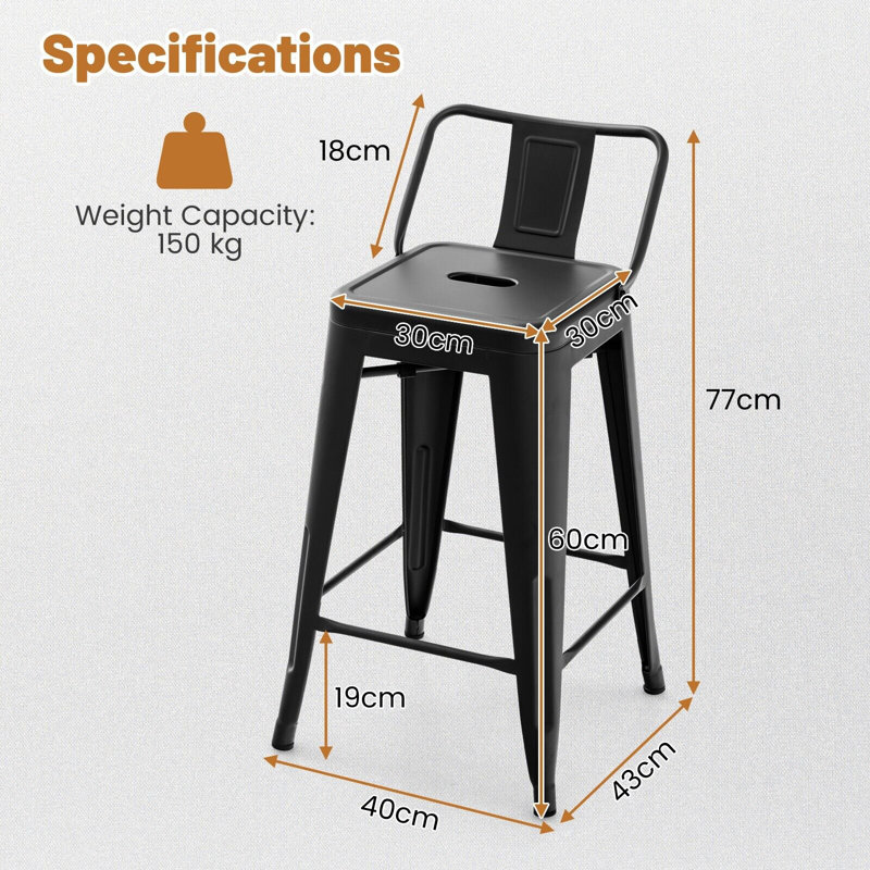 Agaath Bar Stool, Black