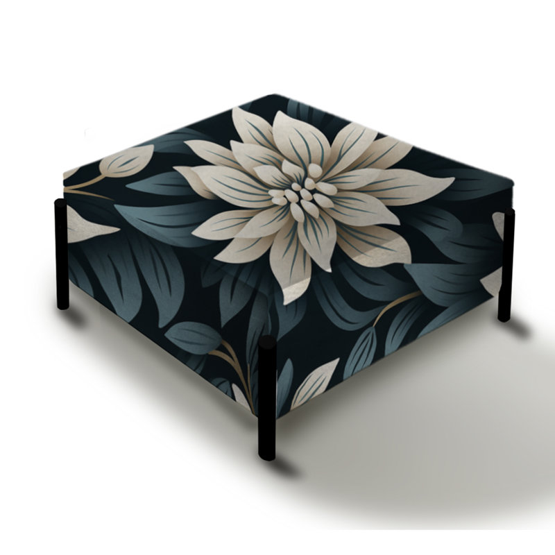 Essence monochrome - Grand repose-pieds carré floral