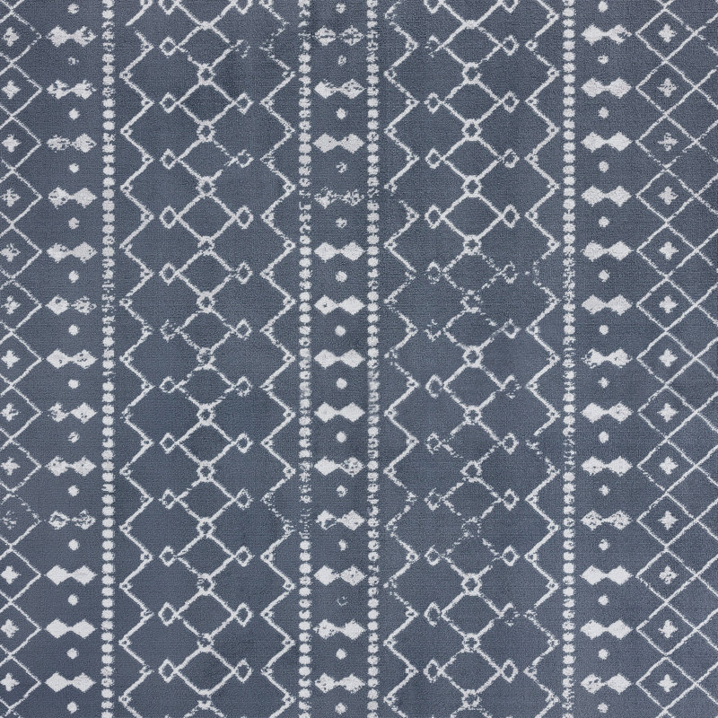 Tapis bleu géométrique moderne, Rectangle 8 pi 9 po x 12 pi 2 po