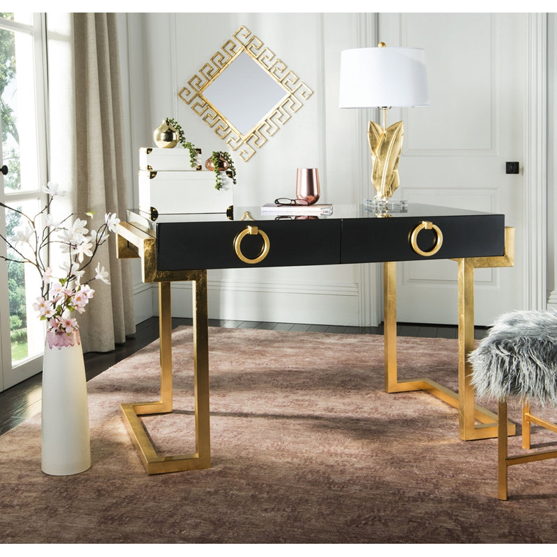 Bureau Hamlig, Laque noire / or